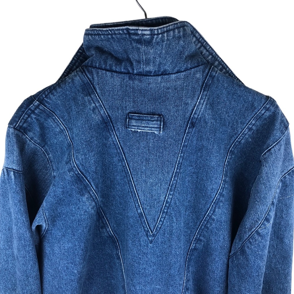 Women's Blue Denim Bomber Jacket - Vintage Style - Picture 5 of 9